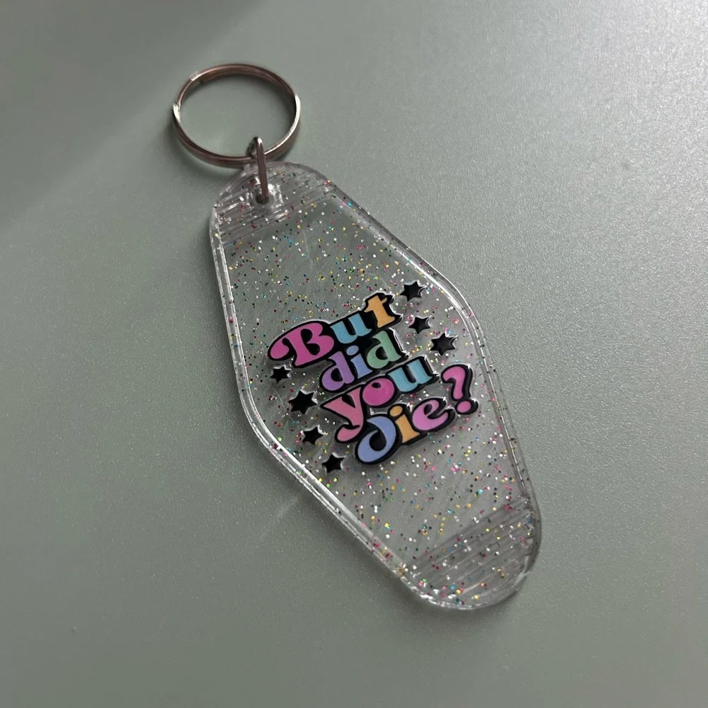 Glittery Keychain with Colorful Text - Picture 1 of 3